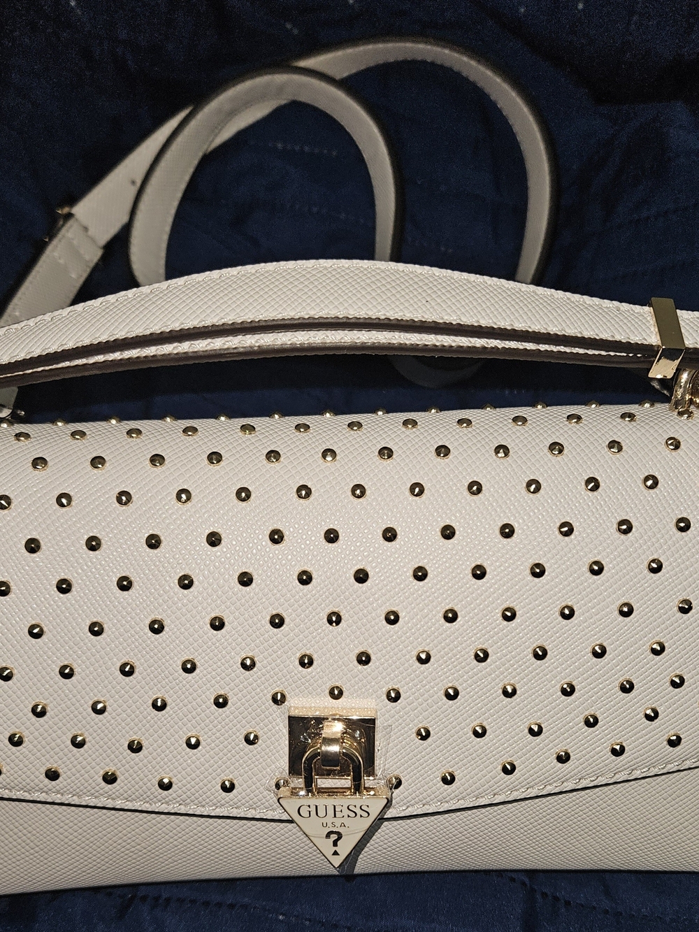 GUESS White Studded Crossbody Bag